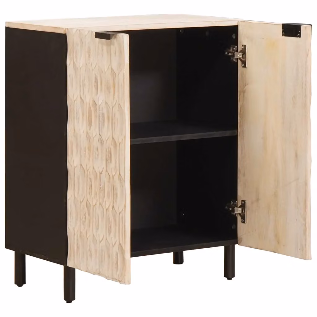 Credenza Buffet Moderna vidaXL in Legno di Mango e Metallo, Colore Bianco, L 60 x P 33,5 x H 75 cm – 2