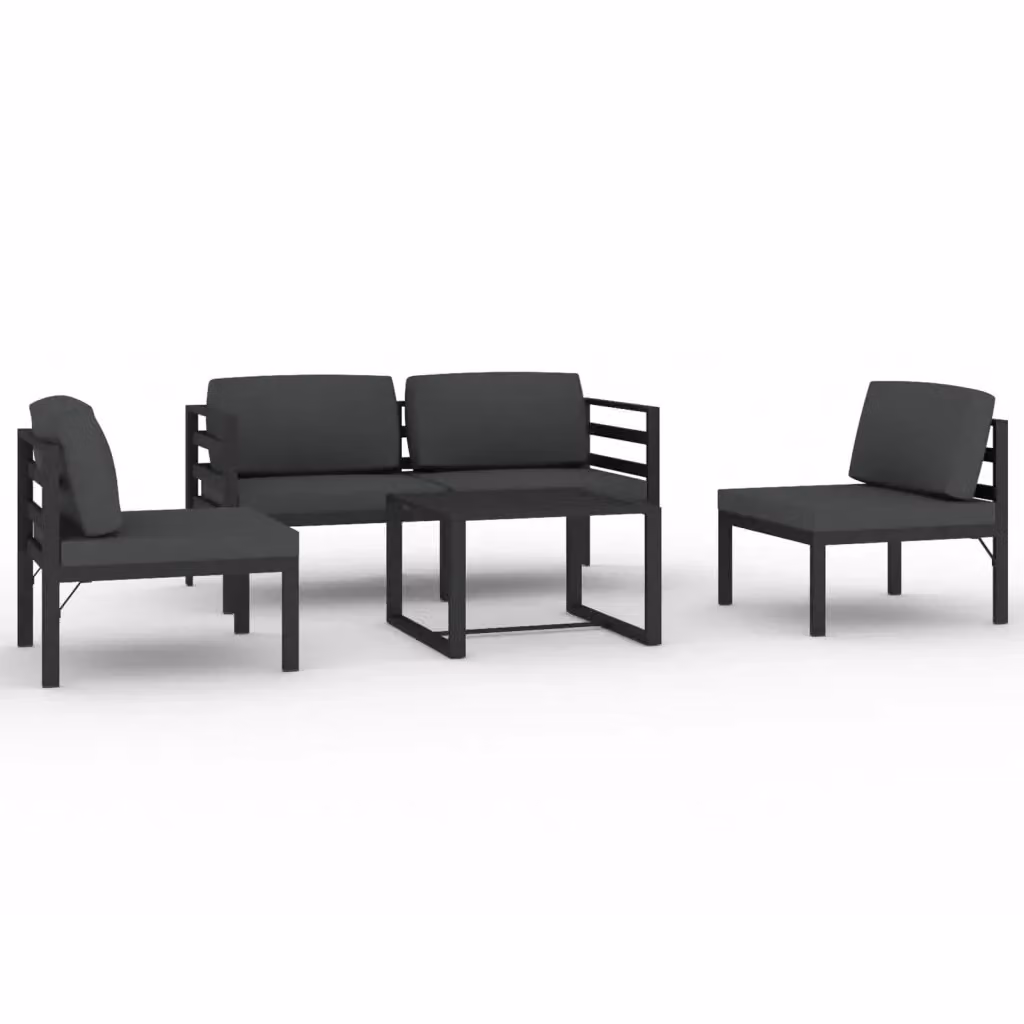 Set di divani da giardino vidaXL 5 pezzi in alluminio antracite con cuscini e tavolino da esterno – 2