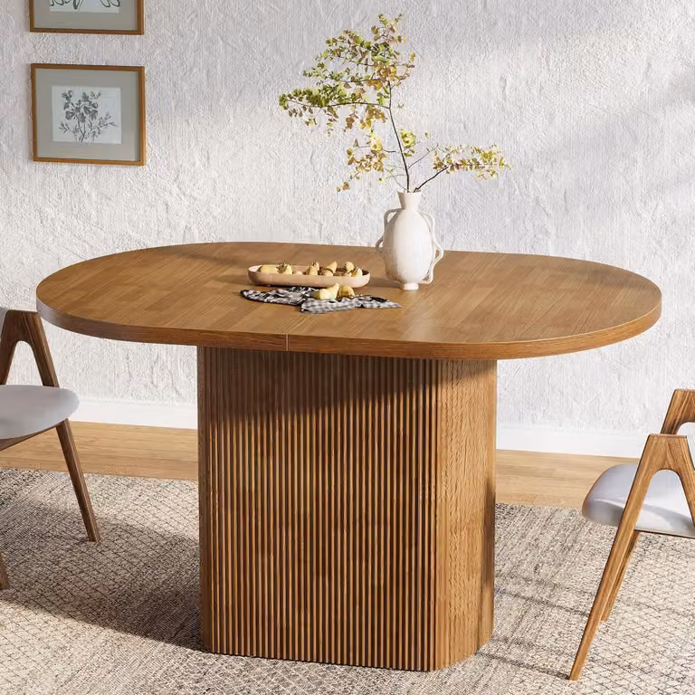 Tavolo da pranzo ovale, stile rustico, base in legno, colore marrone, dimensioni 120 x 70 x 75,5 cm