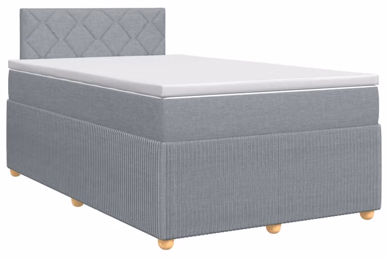 Letto a molle con materasso grigio chiaro 120 x 190 cm in tessuto