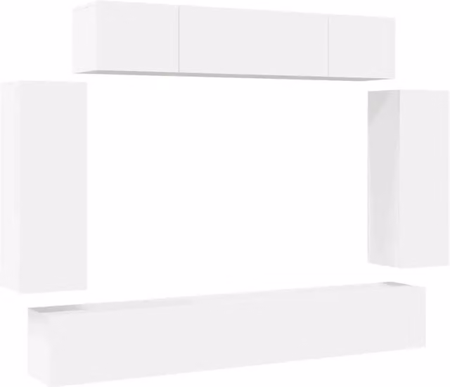 Set di Mobili Porta TV 6 pz | Armadietto TV | Mobile Porta TV Bianco in Legno Multistrato