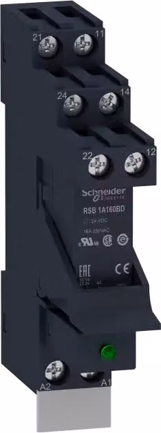Relè di interfaccia Schneider Electric RSB, 1 contatto in scambio, CC, 24 V, 16 A, morsetto a vite (RSB1A160BDPV)