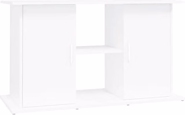 Supporto per acquario moderno DESIGN IN in legno multistrato bianco con ante a battente e ripiani interni L: 101 cm, P: 41 cm, H: 58 cm