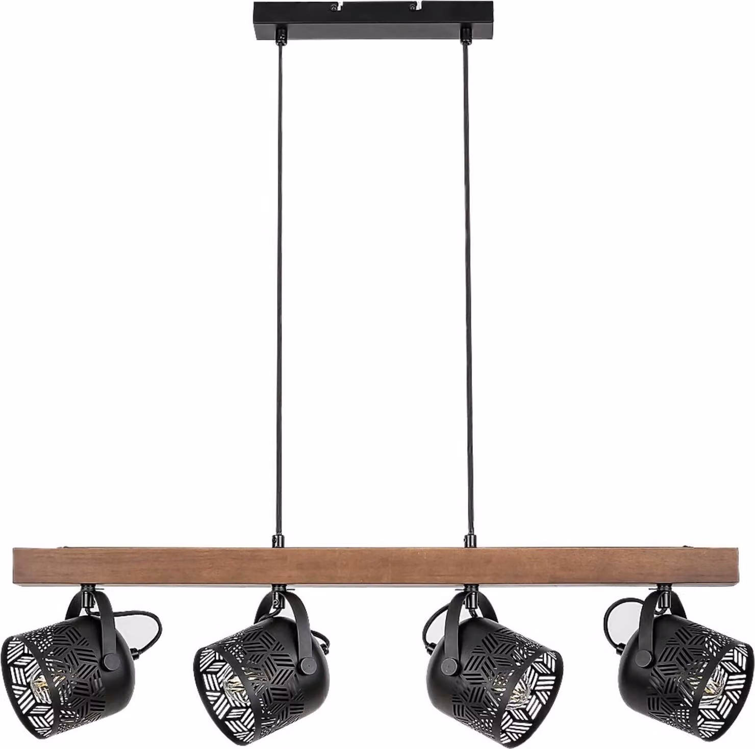 Rabalux 3300 lampada a sospensione 4 spot rossi, E14 legno, marrone-nero, rotonda, industriale, ø110mm