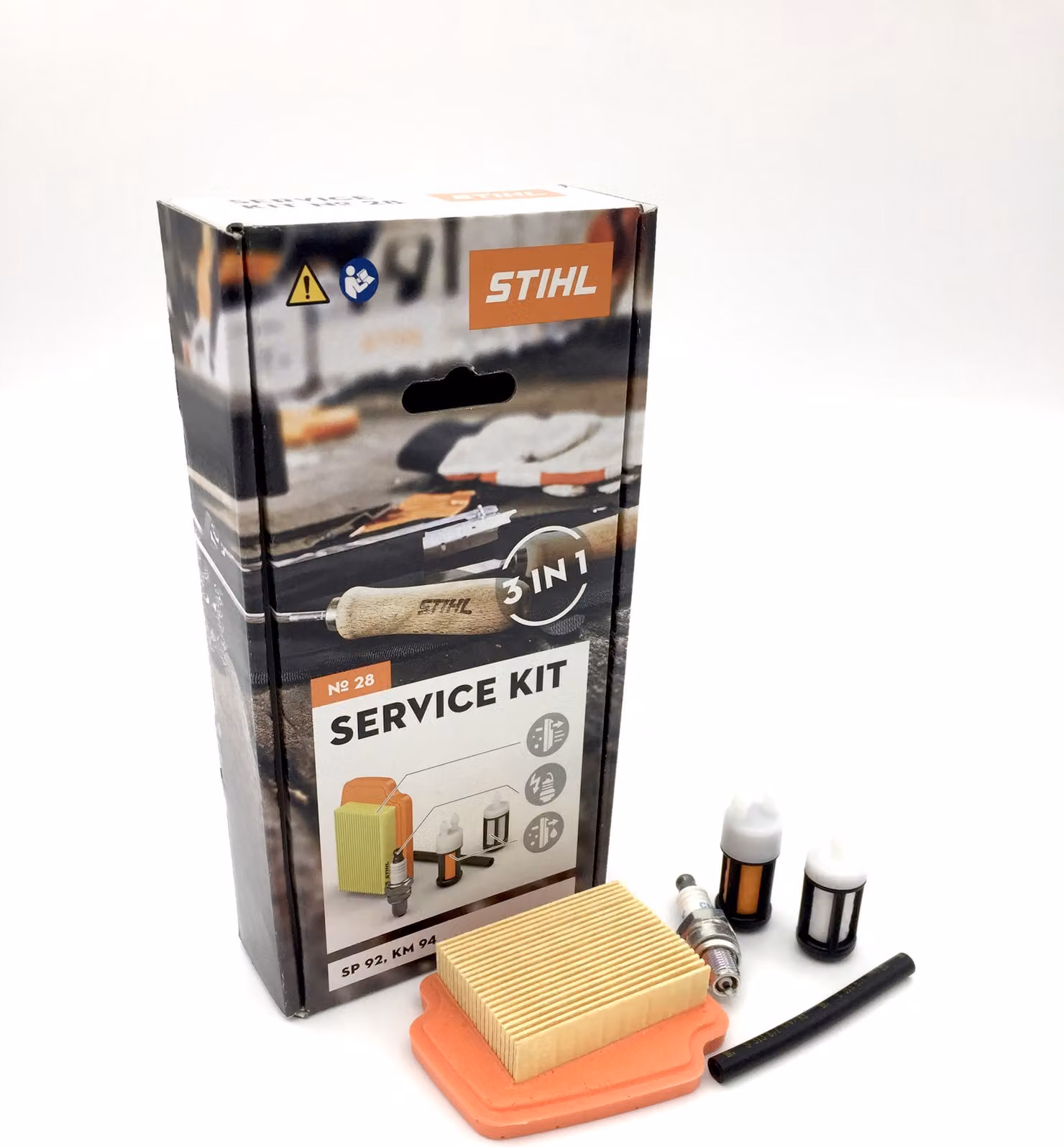 KIT SERVICE STIHL 28.1. KM 94, SP 92 41490074103 Filtro, Candela, Tubo flessibile