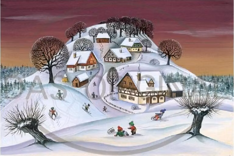 Calendario dell'Avvento "Divertimento invernale" – Motivo: paesaggio invernale, 24 finestrelle
