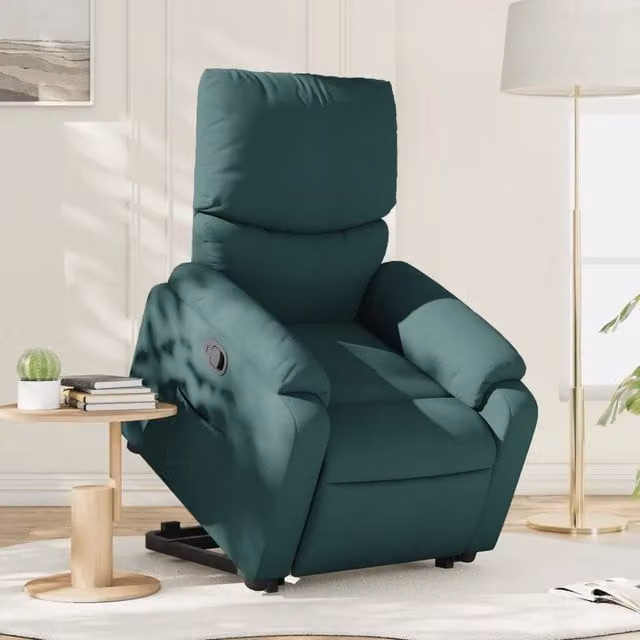 Poltrona Alzapersona Reclinabile vidaXL Verde con Braccioli e Supporto Elettrico per Senior