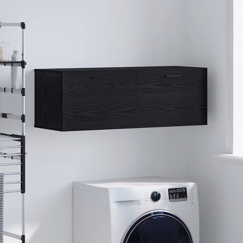 Mobiletto a muro moderno vidaXL in legno nero lucido L 100 x P 36,5 x H 35 cm