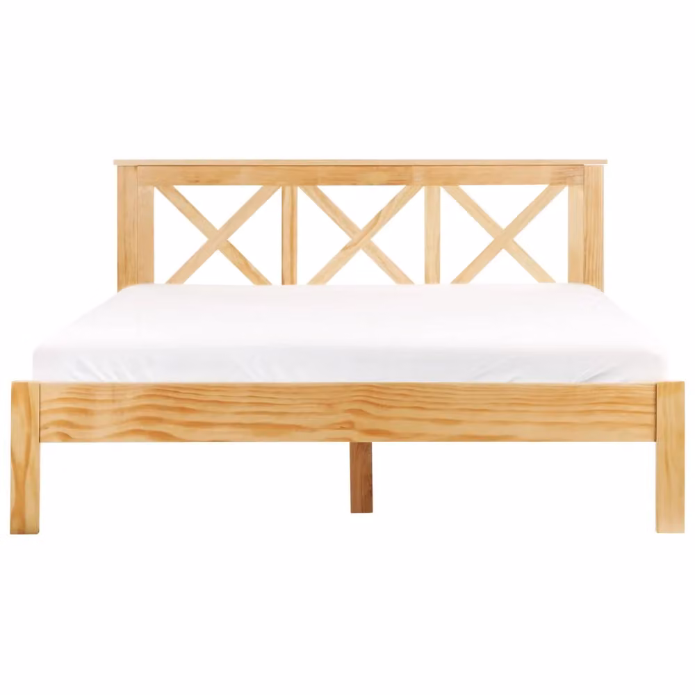 Letto Beliani in legno di pino marrone con rete a doghe scandinava L/P: 160 x 200 cm – 2