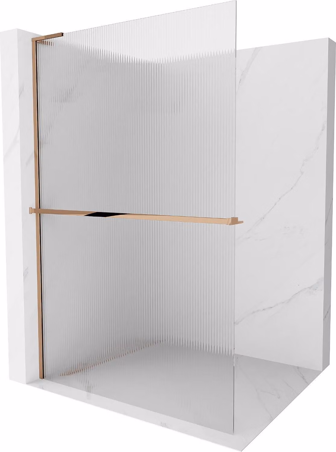 Mexen Kioto+ L parete doccia con ripiano Walk-in 120 x 200 cm, righe, oro rosa - 800-120-123-60-09