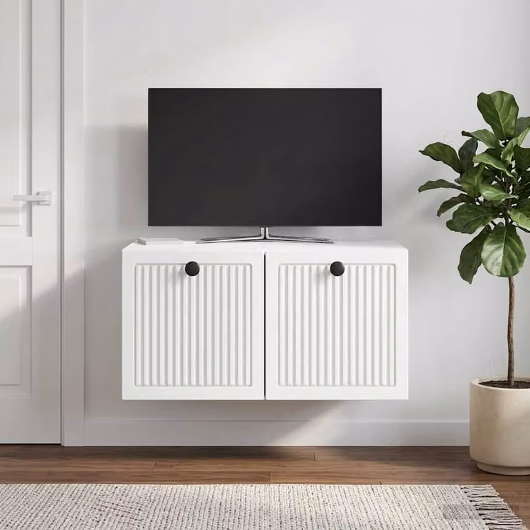 vidaXL Mobile Porta TV da Muro Bianco Moderno in MDF L: 59,5 cm, P: 41 cm, H: 30 cm