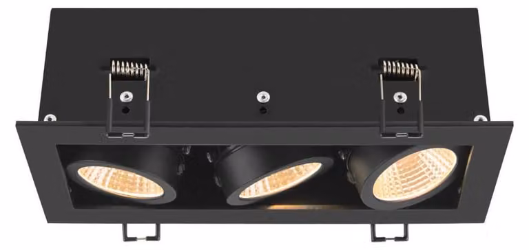 SLV 1007567 KADUX, Plafoniera da incasso a LED, tripla, 3000K, 38°, quadrata, nera