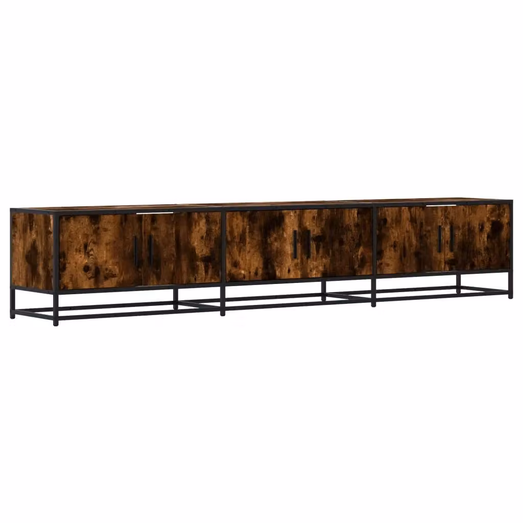 Mobile TV vidaXL in Rovere Fumo e Metallo, Stile Industriale, L/P/H: 210 x 35 x 41 cm – 2