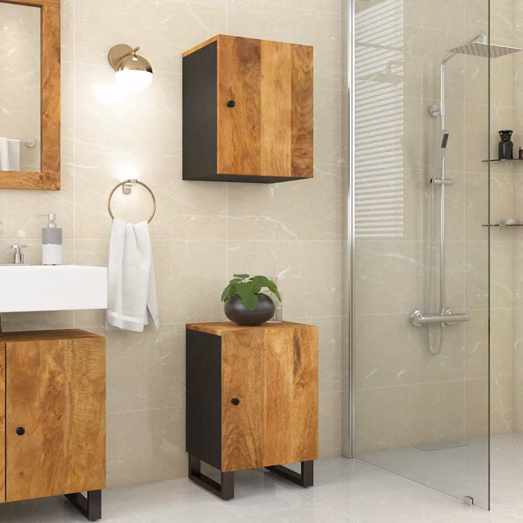 Mobile da bagno vidaXL in legno di mango marrone con ante a battente L 38 cm, P 33 cm, H 58 cm