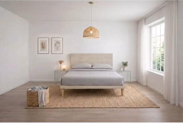 Letto imbottito Letto Matrimoniale alla Francese 140x190 cm Button - Con rete,Microfibra,Sabbia