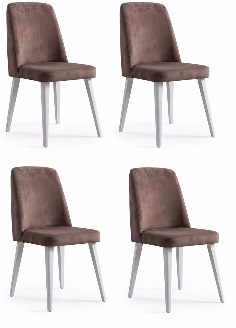 Set di 4 sedie, design moderno, imbottitura in tessuto, colore marrone, confortevoli e comode