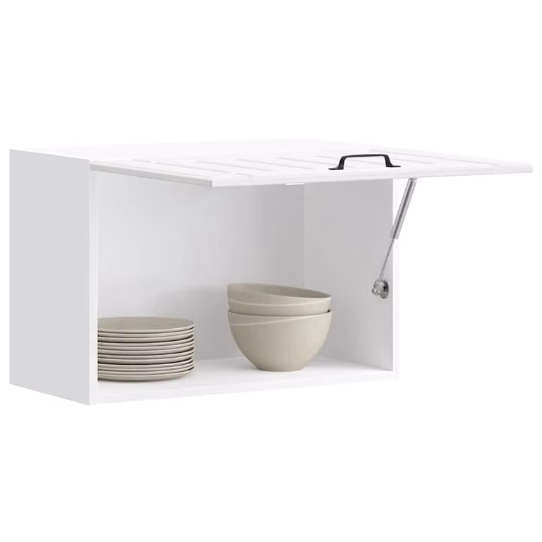 Pensile da cucina moderno vidaXL Lucca bianco lucido con ante in vetro e legno multistrato L 60 cm, H 40 cm, P 31 cm