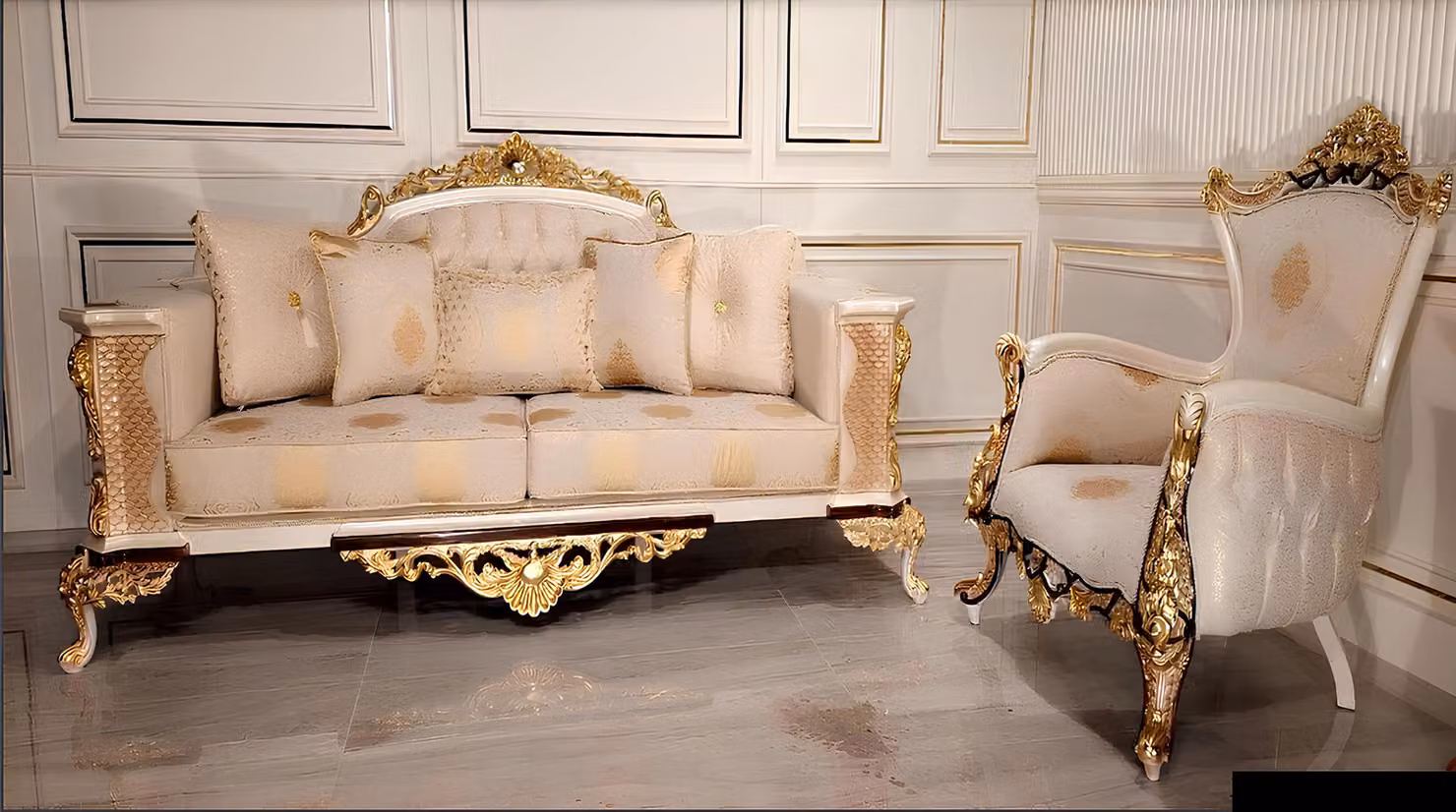 Dreisitzer Sofa 3 Sitzer Klassische Sofa Sofas Couch Stoff Stil Barock Möbel