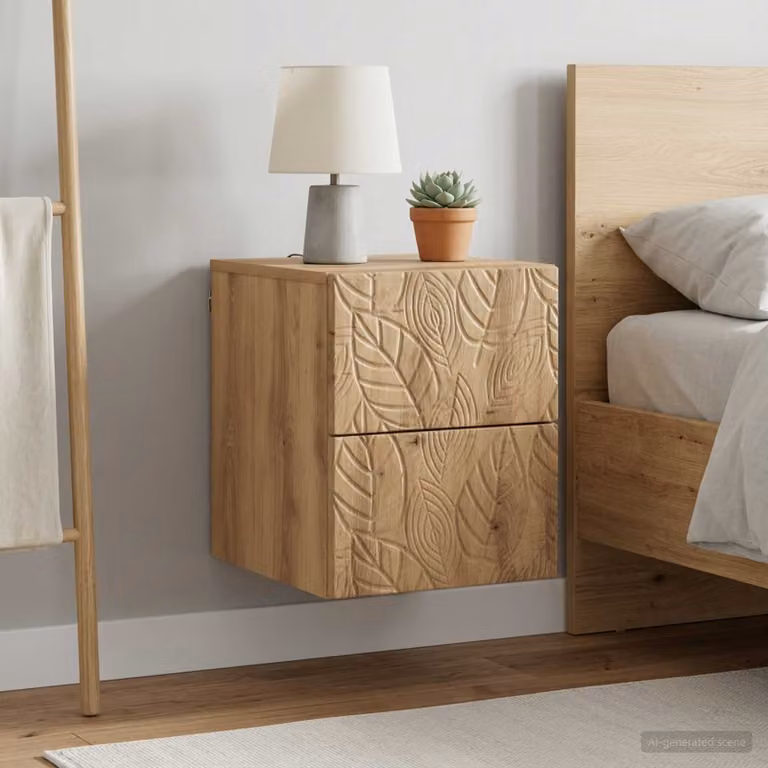 Set di 2 comodini sospesi vidaXL in stile moderno colore marrone Rovere