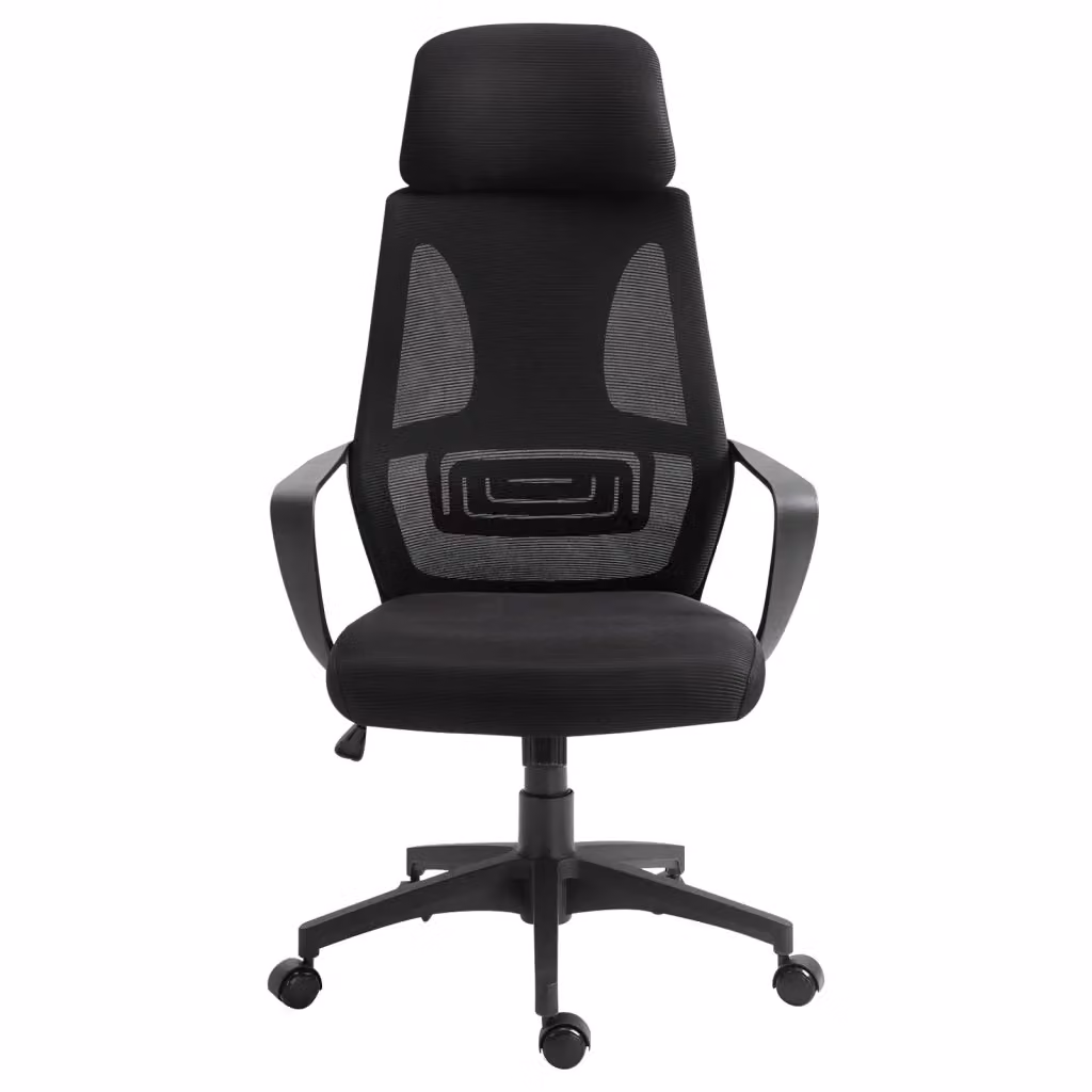 Poltrona da ufficio ergonomica XYLO in tessuto a rete nera con poggiatesta regolabile L/P/H: 64 x 55 x 116-126 cm – 2