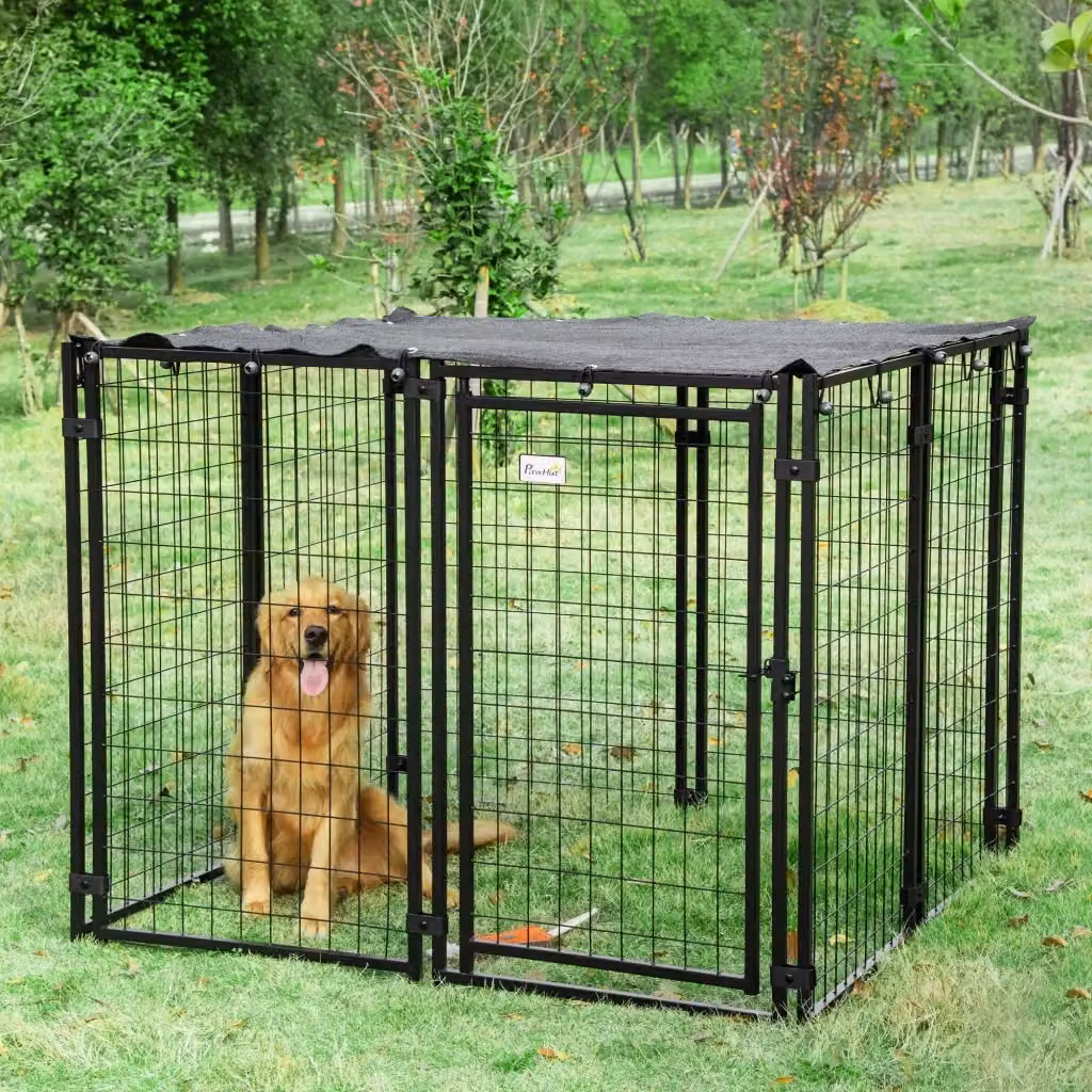 EasyComfort Recinto per Cani Pieghevole con Copertura, 8 Pannelli con Porta Bloccabile, L/P/H: 141 x 141 x 113 cm, Nero – 2