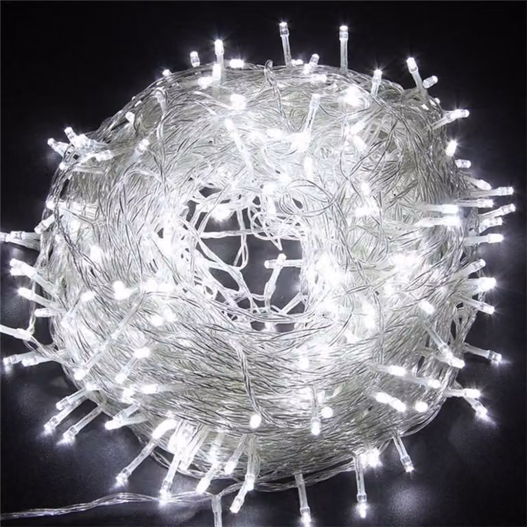 Jayseuw 100M 500 LED Fairy Lights 8 modalità di luce Partito Giardino Illuminazione elettrica Indoor Natale Matrimonio Decorazione Bianco freddo