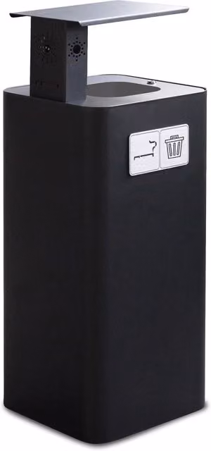 Pattumiera Per Raccolta Rifiuti 38x38xh102 cm In Acciaio Verniciato con Coperchio Basculante Nero