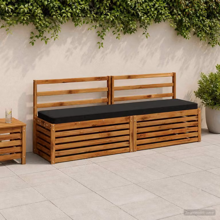 Set di 2 cuscini per panchina vidaXL VUGHT in poliestere nero con rivestimento rimovibile e resistente ai raggi UV