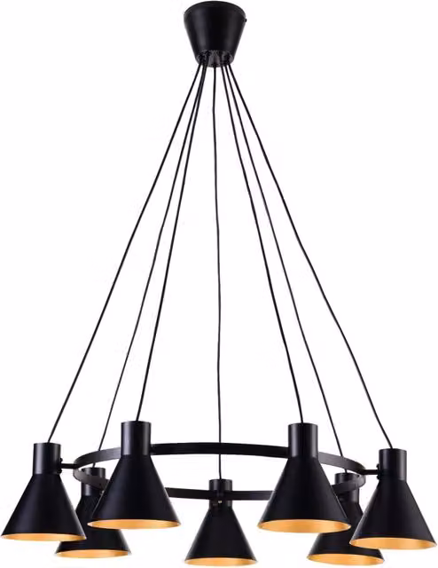 Lampadario a sospensione Candellux More 37-71170 in metallo nero e oro con 7 lampadine E27 dimmabile – 1