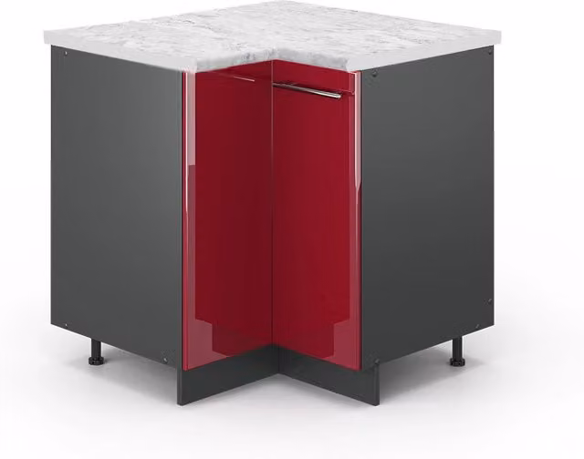 Mobile ad angolo cucina Fame-Line Bordeaux lucido/Antracite 80.5 cm, PL Marmo Vicco