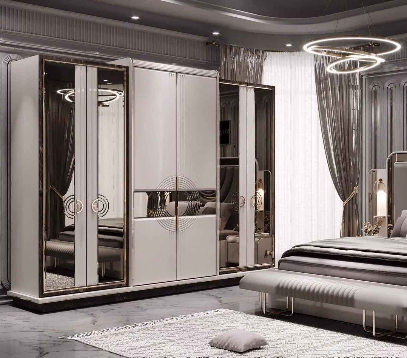Elegante armadio grigio in stile Art Déco moderno