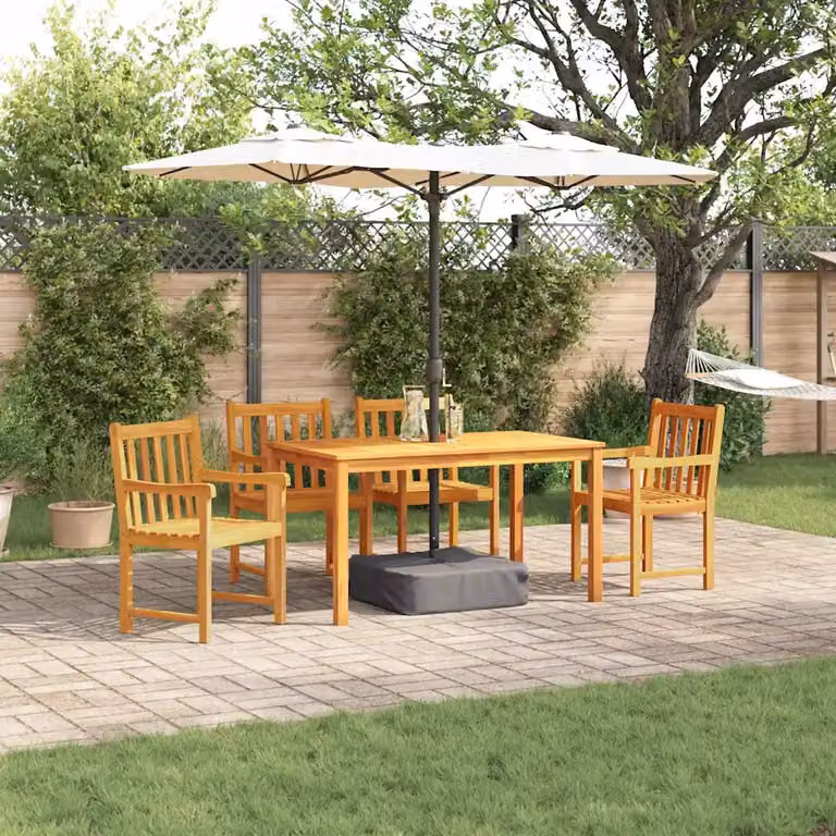 Set da pranzo per giardino vidaXL in legno di acacia marrone, 5 pezzi