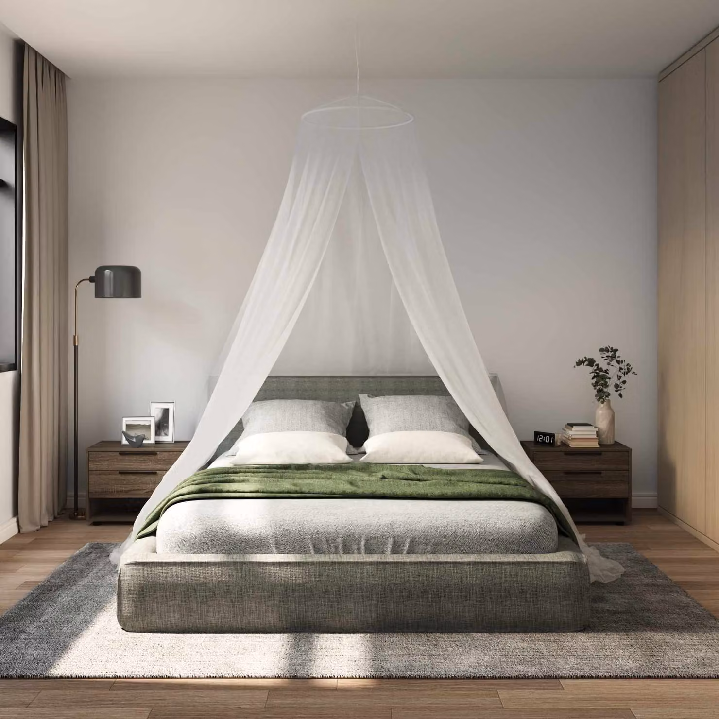 Set di 3 reti per zanzare vidaXL per adulti, colore bianco, ⌀56 x 220 cm