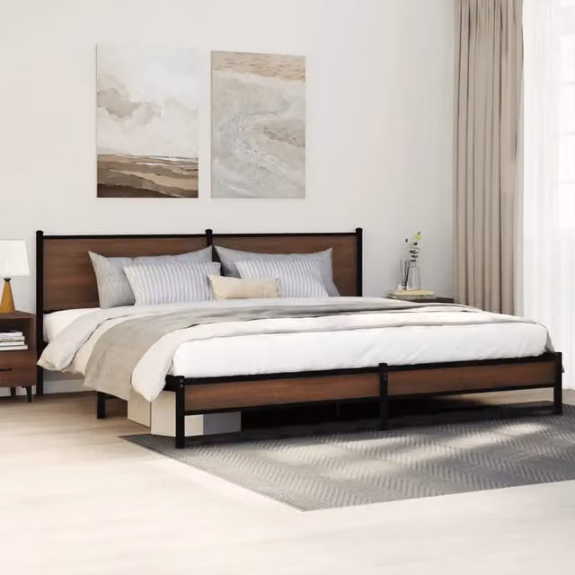 Giroletto vidaXL in metallo e legno color rovere marrone L: 198 cm, P: 207 cm, H: 91,5 cm – 1