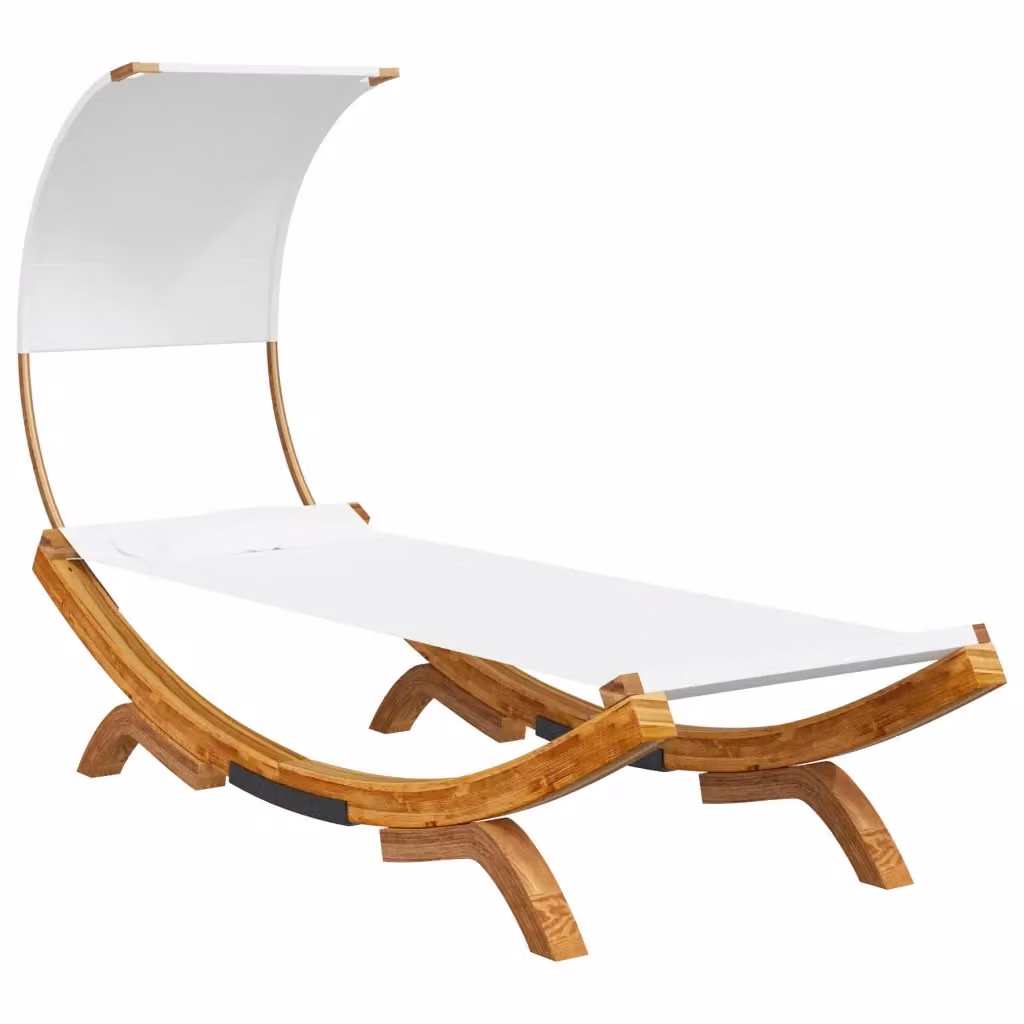 Lettino da giardino vidaXL in legno duro trattato con tettuccio beige L: 200 cm, P: 100 cm, H: 126 cm – 2