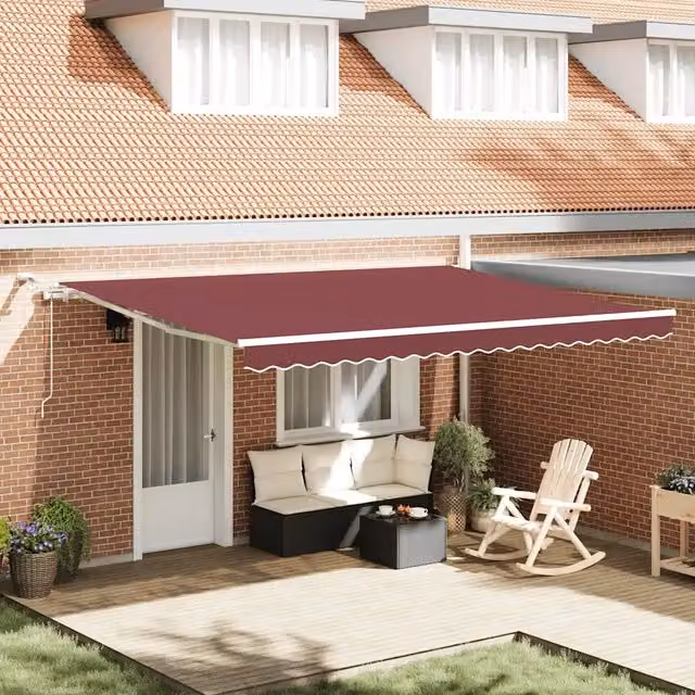 Tenda da Sole Retrattile Automatica con LED Bordò 450x300 cm 3214977
