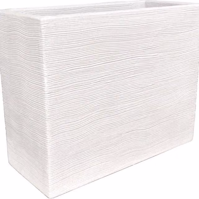 Fioriera Rigata Shabby in polietilene bianco H 61 x L 78 x P 35 cm