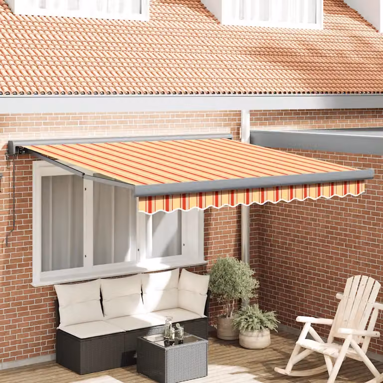 vidaXL Tenda Retrattile con Bracci Pieghevoli in Alluminio e Poliestere, Gialla e Bianca, L: 3 m, P: 2,5 m