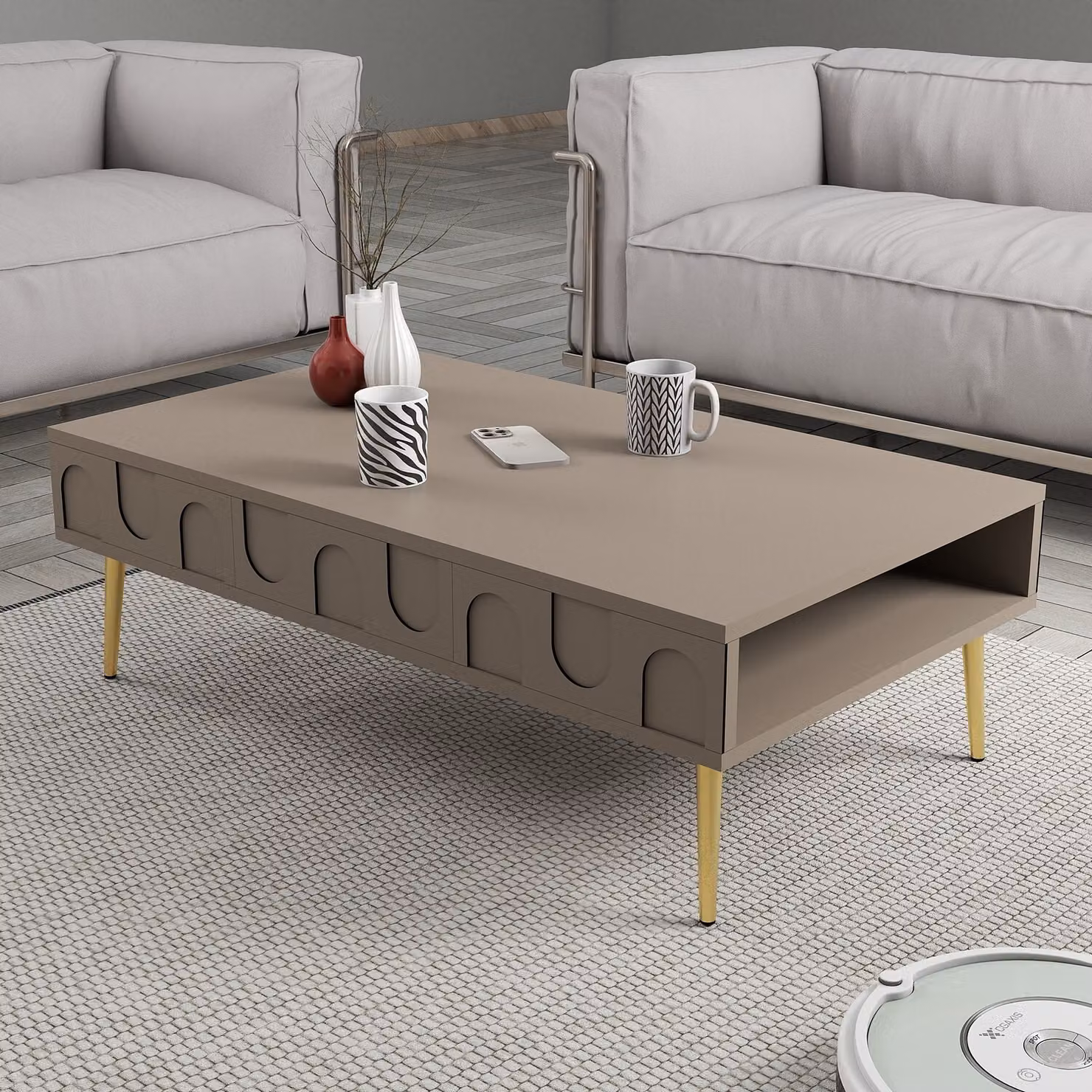 Skye Decor, Lione 33 - Atlas, oro, tavolino, Atlas, 100% pannelli truciolari rivestiti in melamina, 105 x 60 x 33,6 cm