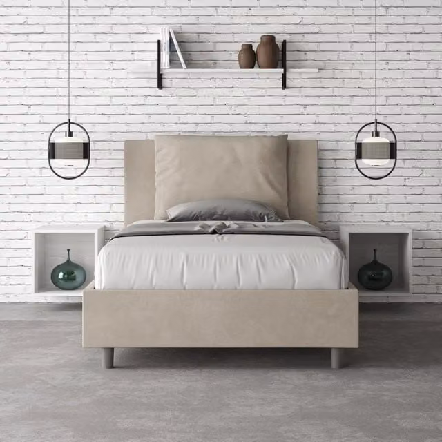 Letto una piazza e mezza Antea Ityhome con rete imbottita in microfibra colore sabbia L/P/H: 110 x 210 cm