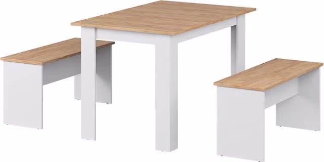 Set di panche ad angolo Sentio Vicco Bianco e Rovere con 2 panche L/P/H: 112 x 73.6 cm
