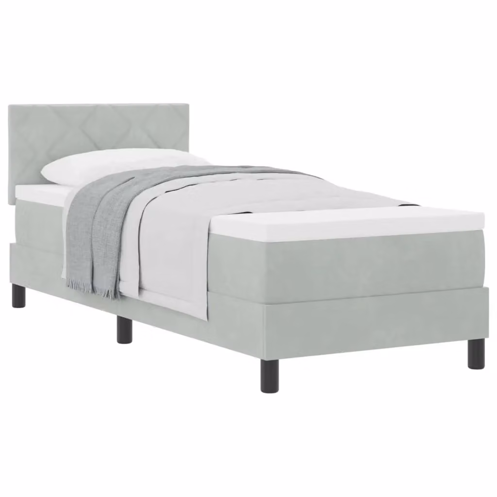 Letto a molle con testiera vidaXL in velluto grigio, L/P/H: 80 x 200 x 83 cm – 2