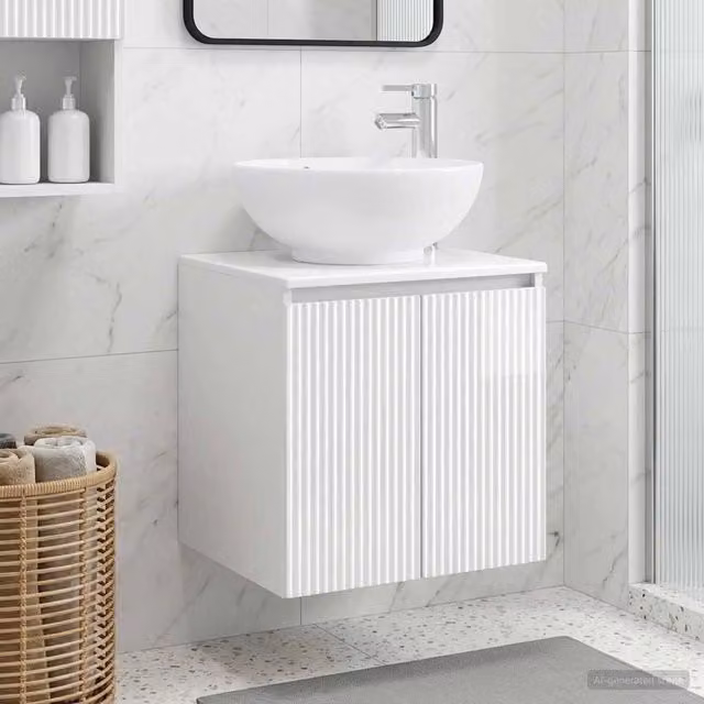 Mobile Lavabo da Parete Bianco Lucido 49,5 x 44,5 x 65 cm 890446