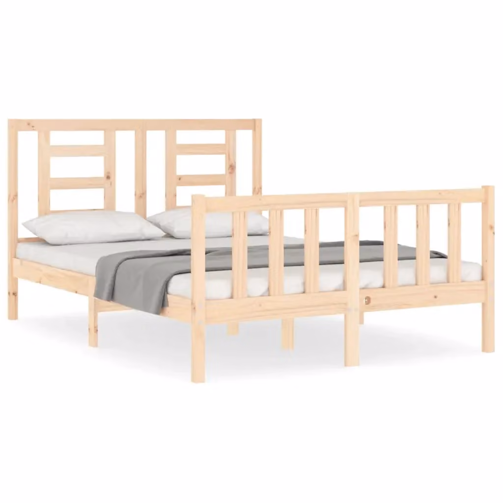Giroletto vidaXL in legno massello di pino naturale per camera da letto, L/P/H: 200 x 140 x 145,5 cm – 2