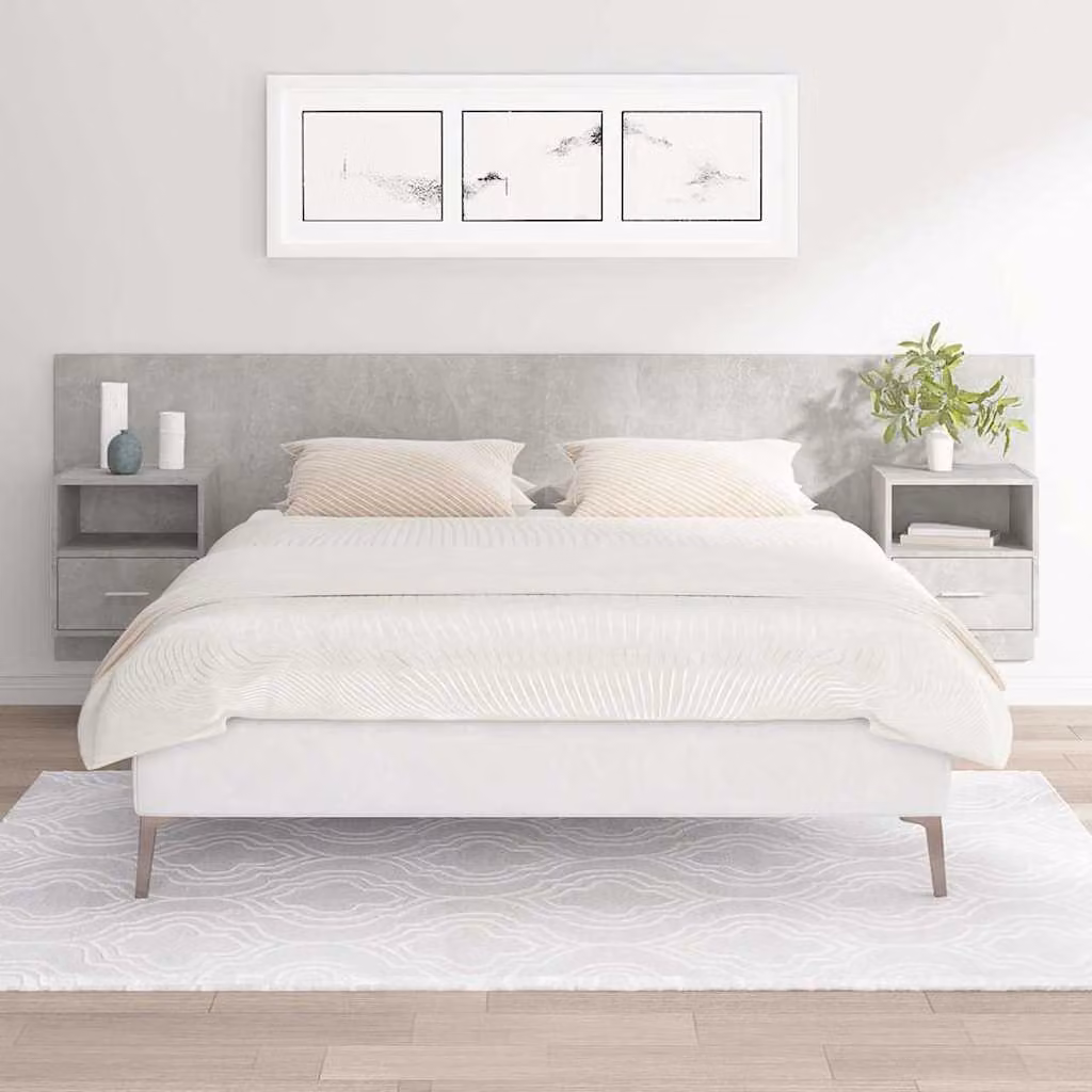 vidaXL Testiera Letto con Comodini Integrati in Legno Multistrato Grigio