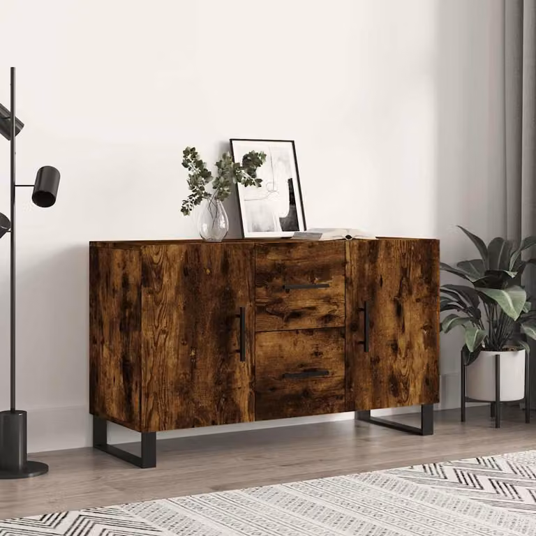 Credenza moderna vidaXL in legno multistrato color rovere fumo, L 100 x P 36 x H 60 cm