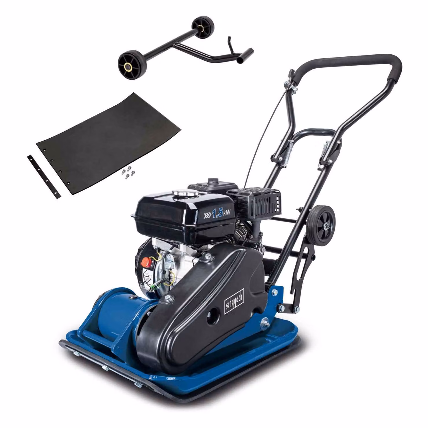 Scheppach Compattatrice a benzina HP1400S | Compattatrice vibrante | 2 CV | 50 kg | Pressione di compattazione: 8200 N | Profondità di compattazione: 25 cm | Include telaio e tappetino in gomma