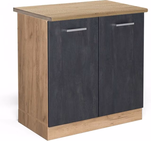 Mobile lavello cucina R-Line Calce nera/Rovere dorato 80 cm PT Rovere Vicco