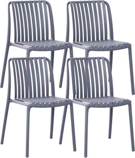 Set di 4 sedie moderne Maya in polipropilene e fibra di vetro, impilabili, resistenti ai raggi UV, colore grigio opaco, per uso interno ed esterno – 1