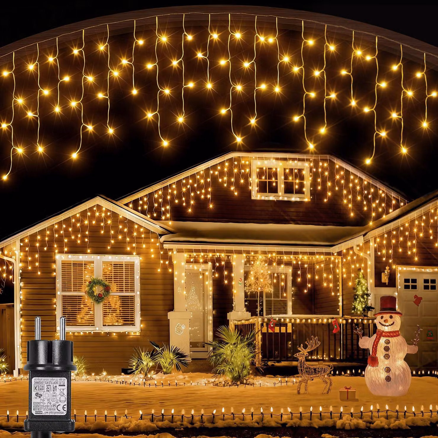 10m 400 LED pioggia di ghiaccio catena luminosa 8 modalità di illuminazione 31V tenda luminosa impermeabile con timer per interni festa di Natale decorazione di nozze